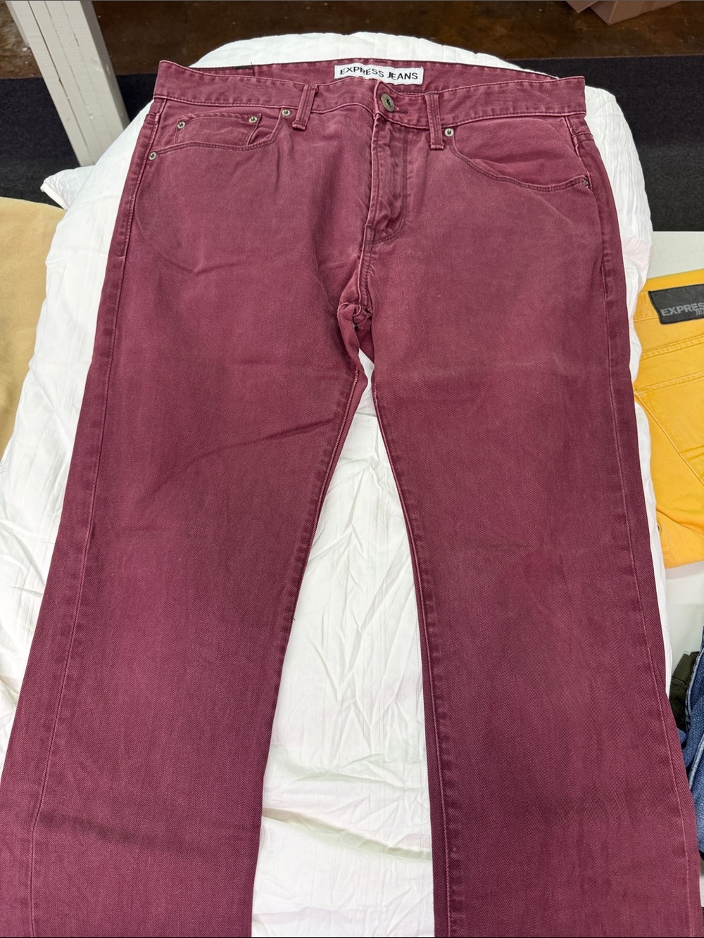 Express Men’s Slim Jeans in Wine Burgundy